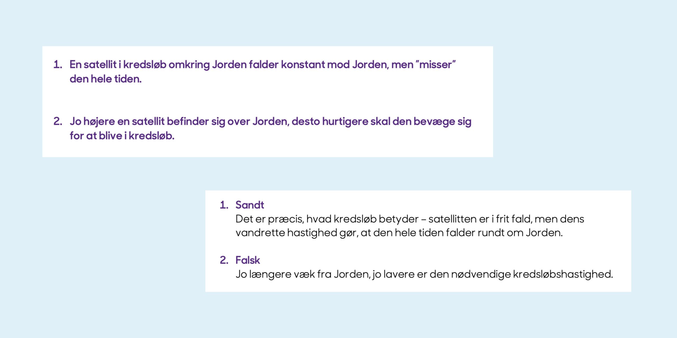 Sandt/falsk om satellitter